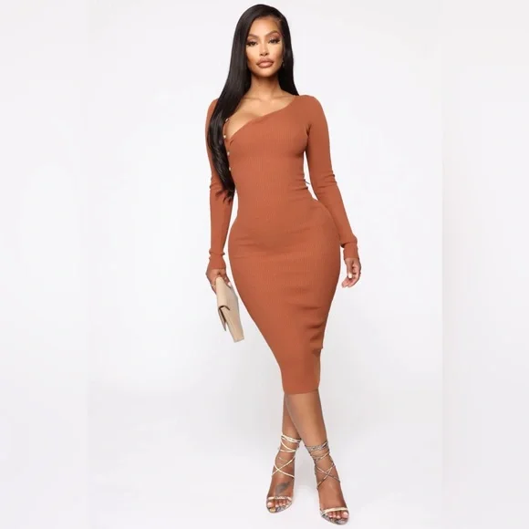 Fashion Nova | Dresses | Pleased And Satisfied Maxi Sweater Dress Rust |  Poshmark